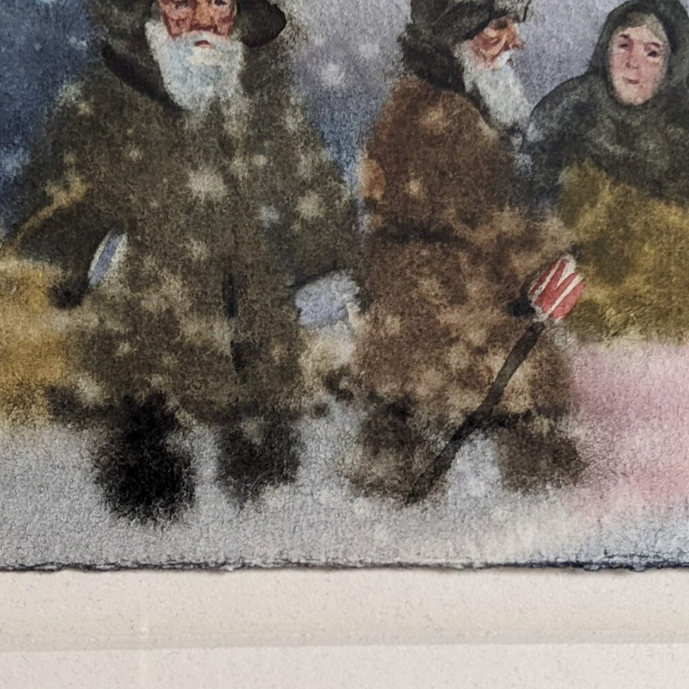 Original Watercolor Painting "Snow" (3 People) St Petersburg Russia - Picture 4 of 14